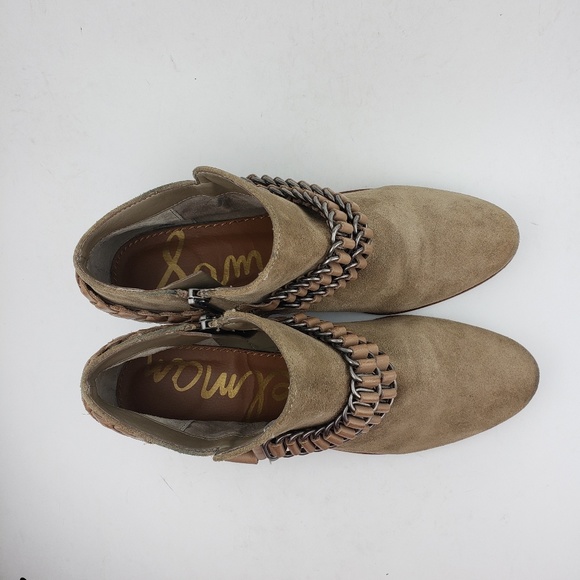 Sam Edelman Taupe Leather Ankle Boots Size 8.5 M - Picture 6 of 8